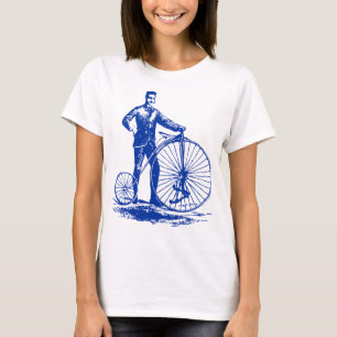 Man met Penny Farthing - marine T-shirt