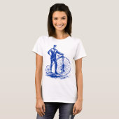 Man met Penny Farthing - marine T-shirt (Voorkant volledig)