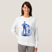 Man met Penny Farthing - marine T-shirt (Voorkant volledig)