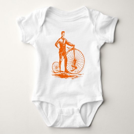 Man met Penny Farthing - Oranje Romper (Voorkant)