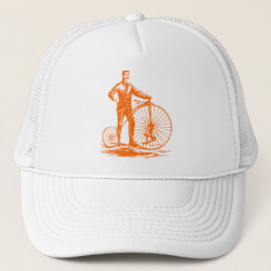 Man met Penny Farthing - Oranje Trucker Pet