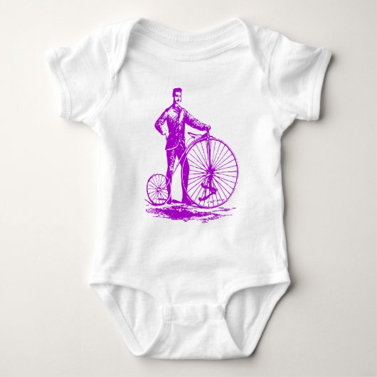 Man met Penny Farthing - Paars Romper (Voorkant)