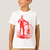 Man met Penny Farthing - Red T-shirt (Voorkant)