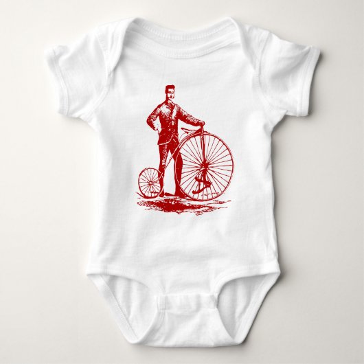Man met Penny Farthing - Ruby Red Romper (Voorkant)