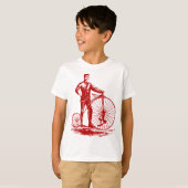 Man met Penny Farthing - Ruby Red T-shirt (Voorkant volledig)