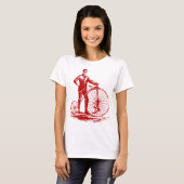 Man met Penny Farthing - Ruby Red T-shirt (Voorkant volledig)