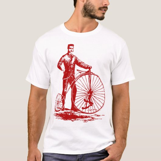 Man met Penny Farthing - Ruby Red T-shirt (Voorkant)