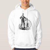 Man met Penny Farthing - zwart Hoodie (Voorkant)