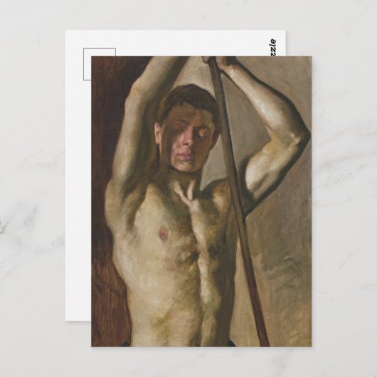 Man met personeel briefkaart (Voorkant / Achterkant)