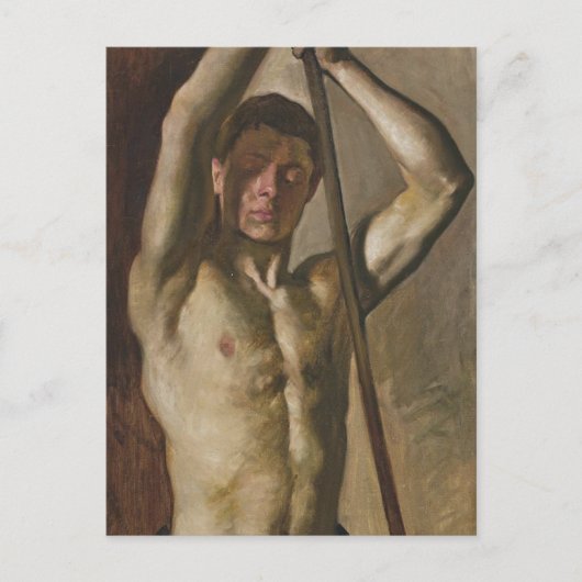 Man met personeel briefkaart (Voorkant)