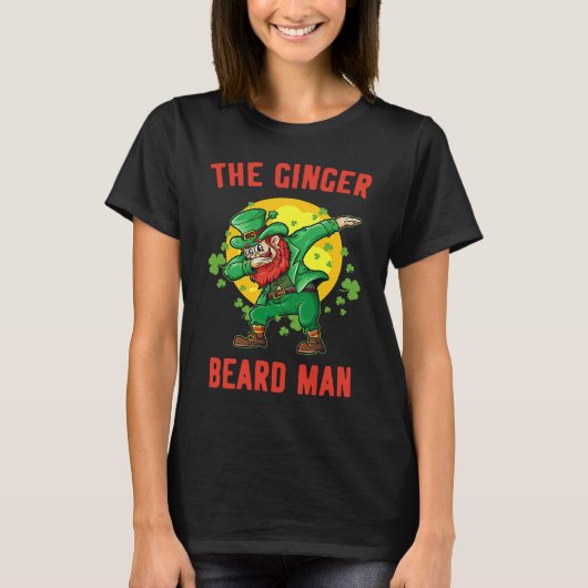 Man met rode baard Funny St Patrick's Ierse Leprec T-shirt (Voorkant)