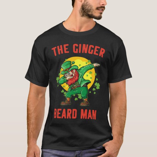 Man met rode baard Funny St Patrick's Ierse Leprec T-shirt (Voorkant)