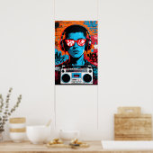Man met rode zonnebril Pop Art Poster (Keuken)