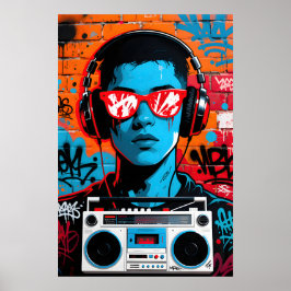 Man met rode zonnebril Pop Art Poster