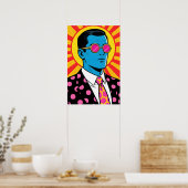 Man met roze zonnebril Pop Art Poster (Keuken)