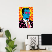 Man met roze zonnebril Pop Art Poster (Thuiskantoor)