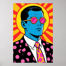 Man met roze zonnebril Pop Art Poster