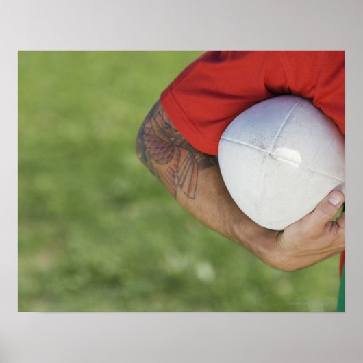 Man met rugbykogel poster (Voorkant)