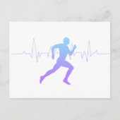Man met Silhouette Gradiënt en hartslag Lijn Briefkaart (Voorkant)