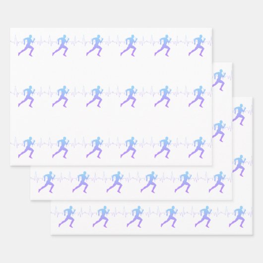Man met Silhouette Gradiënt en hartslag Lijn Inpakpapier Vel (Set)