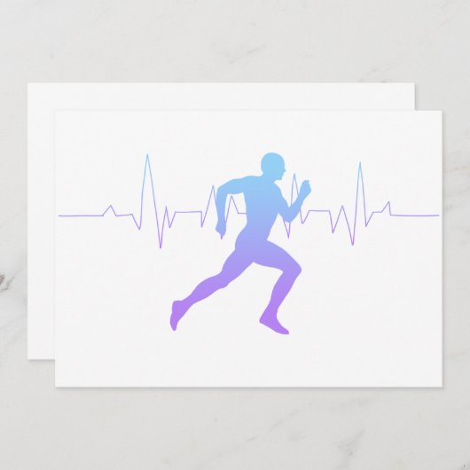 Man met Silhouette Gradiënt en hartslag Lijn Kaart (Voorkant / Achterkant)