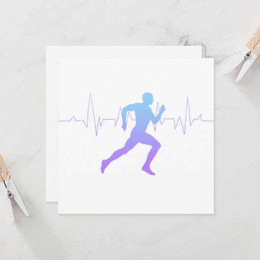 Man met Silhouette Gradiënt en hartslag Lijn Kaart (Voorkant / Achterkant in situ)