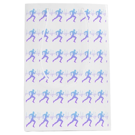 Man met Silhouette Gradiënt en hartslag Lijn Medium Cadeauzakje (Voorkant)