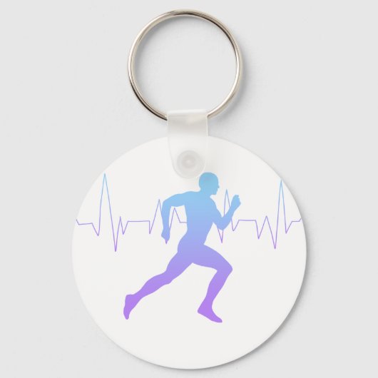 Man met Silhouette Gradiënt en hartslag Lijn Sleutelhanger (Voorkant)