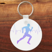 Man met Silhouette Gradiënt en hartslag Lijn Sleutelhanger (Voorkant)