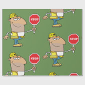 Man met stopteken cadeaupapier (Vlak)