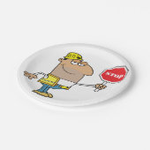 Man met stopteken papieren bordje (Gekanteld)