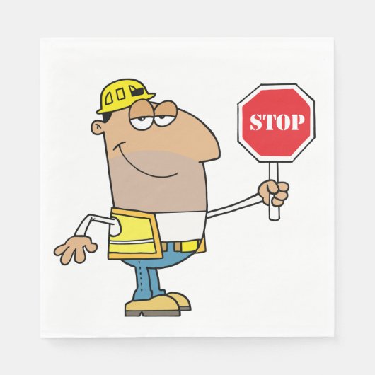 Man met stopteken servetten (Voorkant)