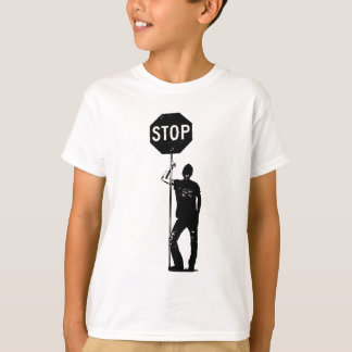 man met stoptekenkunst t-shirt