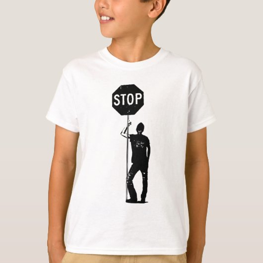 man met stoptekenkunst t-shirt (Voorkant)