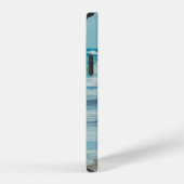 Man met surfplank op het strand iPhone hoesje (Rechterkant)