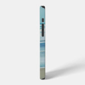 Man met surfplank op het strand iPhone hoesje (Linkerkant)