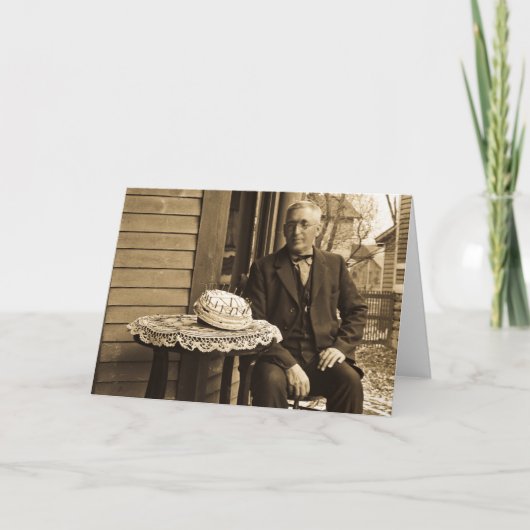 Man met taart kaart (Voorkant)