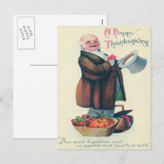 Man met Thanksgiving manden Feestdagenkaart (Voorkant / Achterkant)