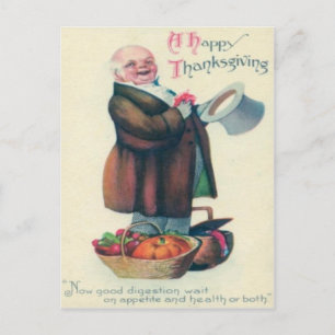 Man met Thanksgiving manden Feestdagenkaart