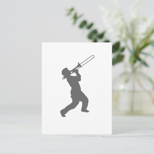 man met trombone briefkaart (Staand voorkant)