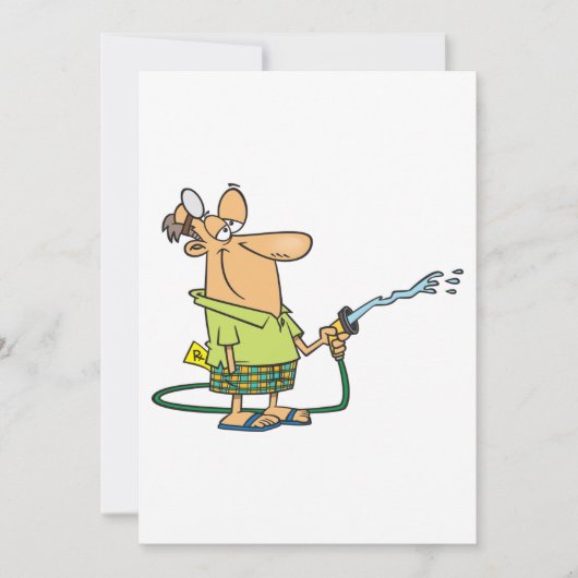 Man met tuinslang kaart (Voorkant)