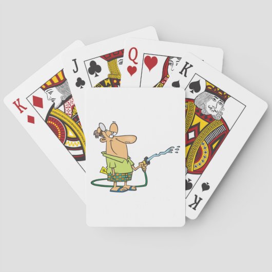 Man met tuinslang pokerkaarten (Achterkant)