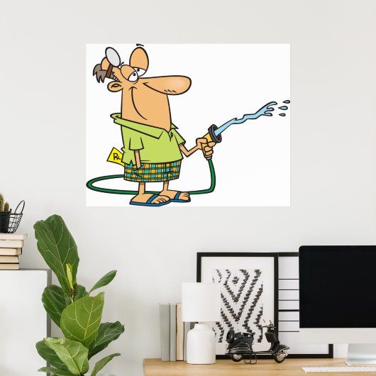 Man met tuinslang poster (Thuiskantoor)