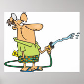 Man met tuinslang poster (Voorkant)