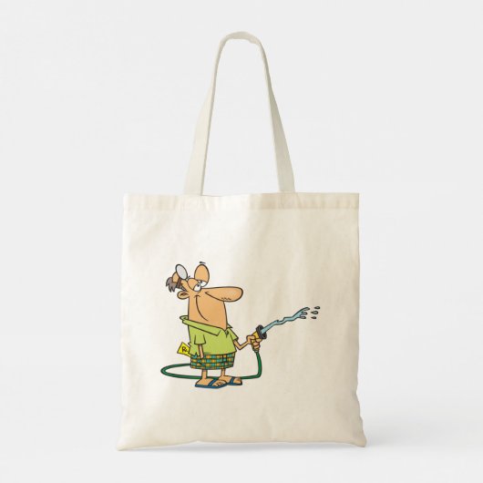 Man met tuinslang tote bag (Achterkant)