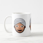Man met turban emoji koffiemok (Links)