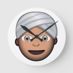 Man met turban emoji ronde klok