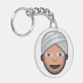Man met turban emoji sleutelhanger (Voorkant Links)
