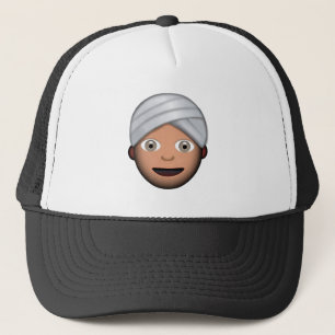 Man met turban emoji trucker pet