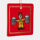 Man met twee blikken kerstversiering keramisch ornament (Rechts)